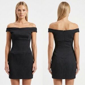 Black Halo Jackie O Bateau Neckline Mini Dress Black 8 Cocktail Chic Party LBD